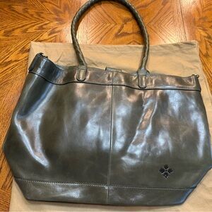 Patricia Nash Green and Tan Leather Tote